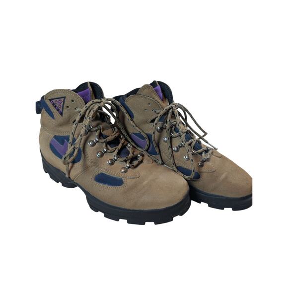 Vintage 1990s Nike Air Caldera Hiking Boots Brown Purple Blue Womens SZ 8 ACG - Picture 1 of 9